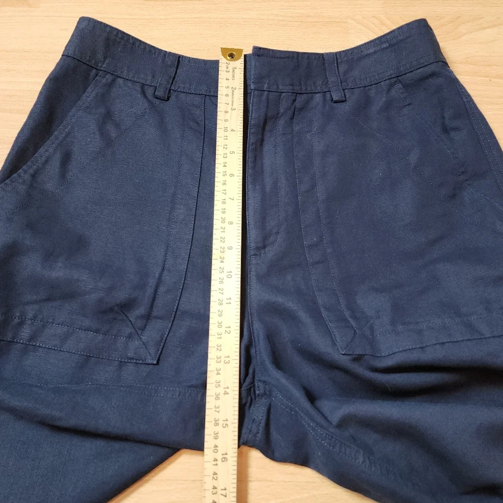 Banana Republic Linen Cotton Mya‎ Cargo Utility Pants Navy Blue Size 12